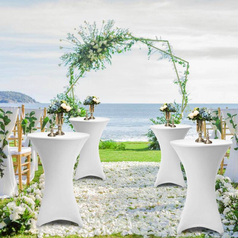 Stehtischhusse Stretch Stehtisch Tisch Husse Bistrotisch weiß Ø 80 cm