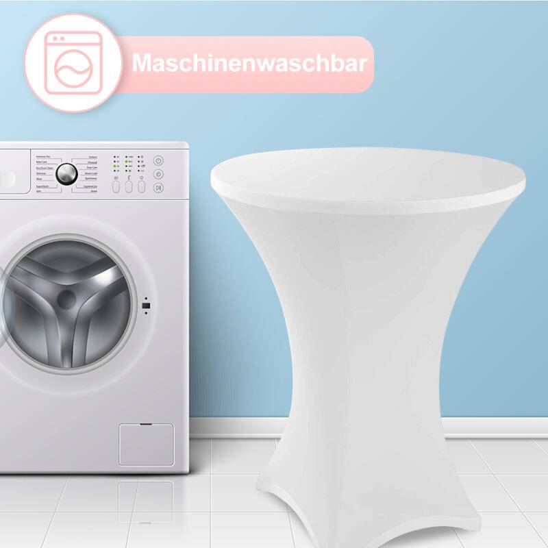 Stehtischhusse Stretch Stehtisch Tisch Husse Bistrotisch weiß Ø 80 cm