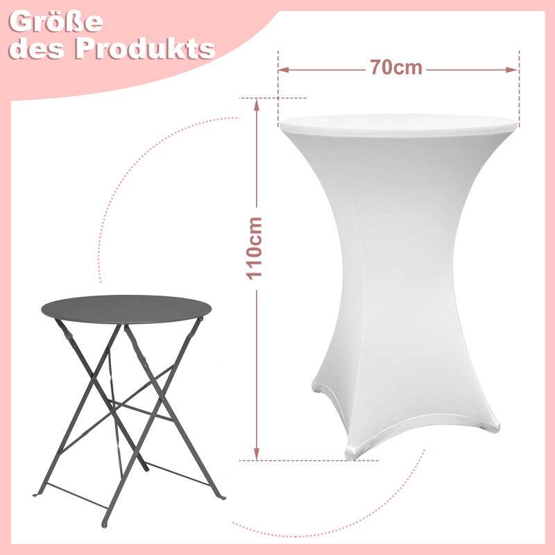 Stehtischhusse Stretch Stehtisch Tisch Husse Bistrotisch weiß Ø 70 cm