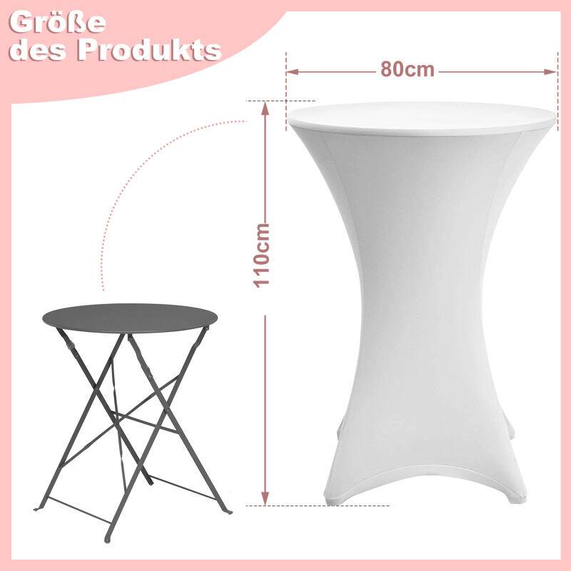 Stehtischhusse Stretch Stehtisch Ø 80 cm Tisch Husse Bistrotisch Weiß
