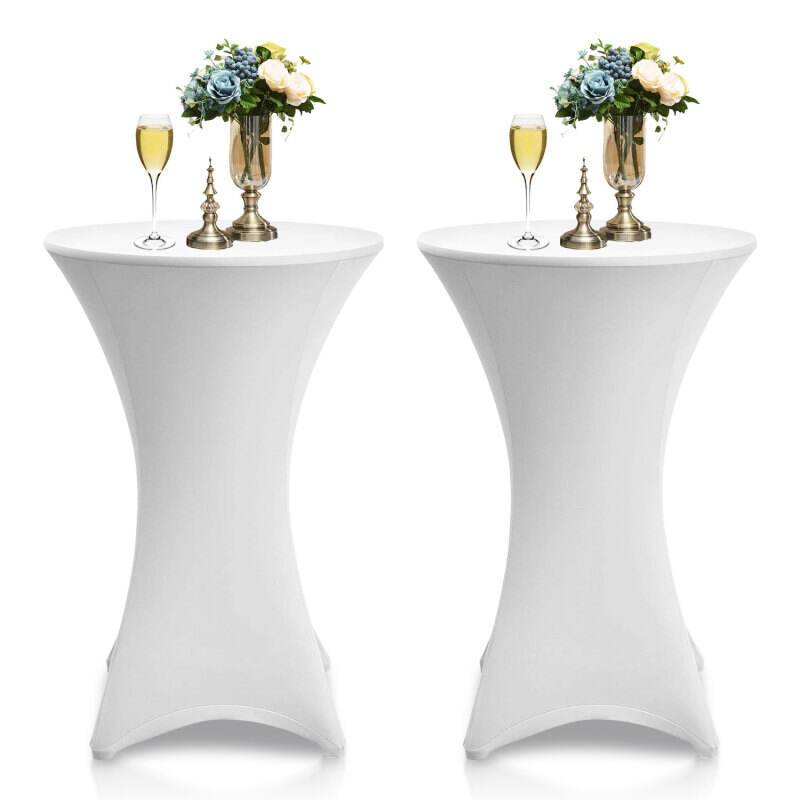 2x Stehtischhusse Stretch Stehtisch Tisch Husse Bistrotisch weiß Ø 60 cm