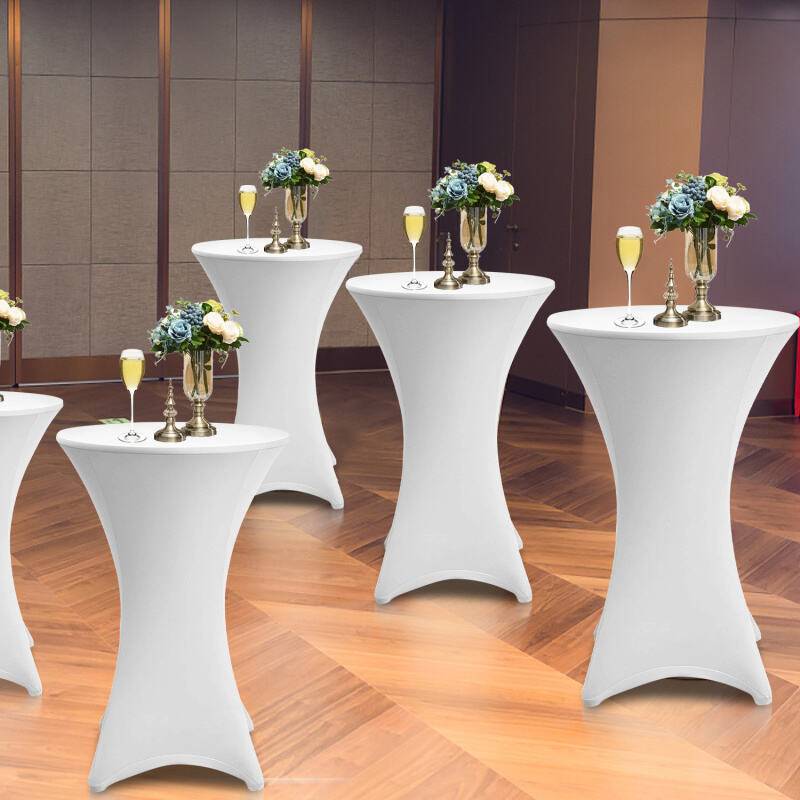 2x Stehtischhusse Stretch Stehtisch Tisch Husse Bistrotisch weiß Ø 80 cm