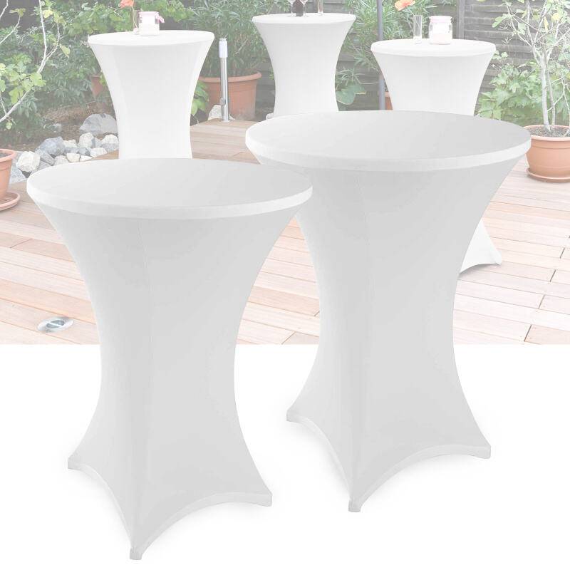 2x Stehtischhusse Stretch Stehtisch Tisch Husse Bistrotisch weiß Ø 70 cm