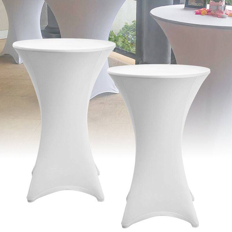 2x Stehtischhusse Stretch Stehtisch Tisch Husse Bistrotisch weiß Ø 80 cm