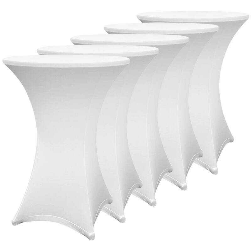 5x Stehtisch Hussen Stretch Bistrotisch Überzüge, Größe/Farbe:5er Set Ø60 cm / weiß