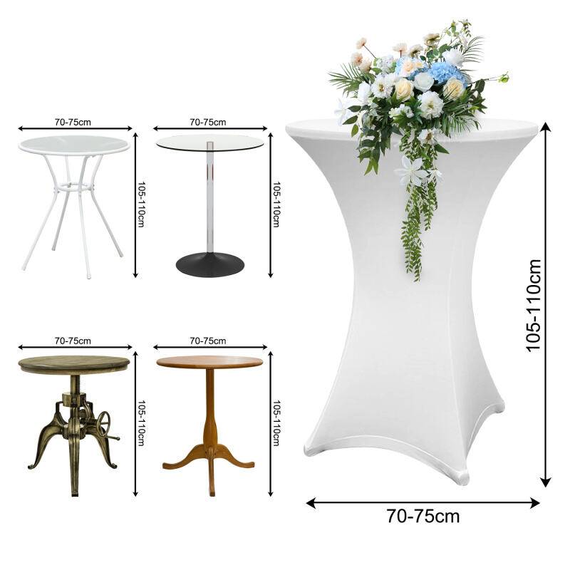 5x Stehtisch Hussen Stretch Bistrotisch Überzüge, Größe/Farbe:5er Set Ø70 cm / weiß