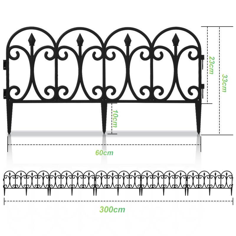 25 tlg. Beetzaun Hof Gartenpalisade Beetumrandung Beeteinfassung schwarz