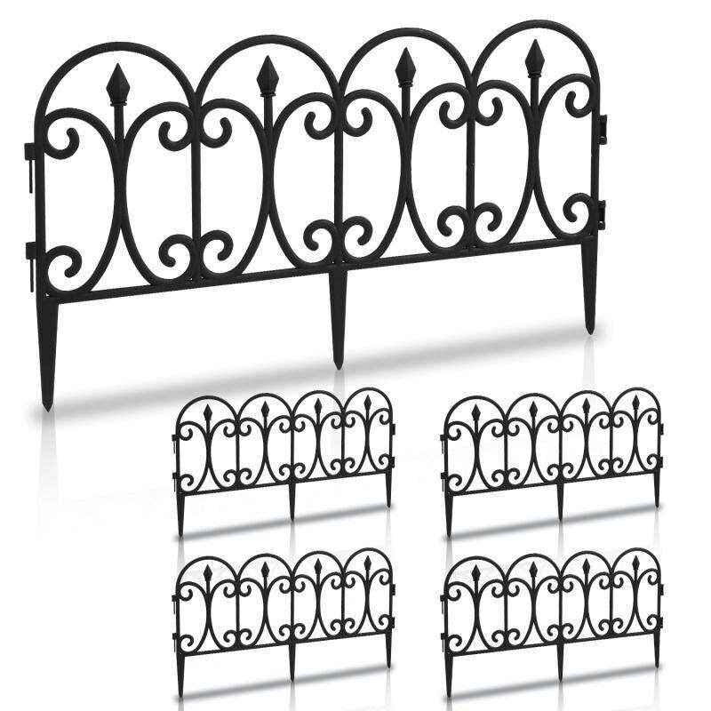 20 tlg. Beetzaun Hof Gartenpalisade Beetumrandung Beeteinfassung schwarz