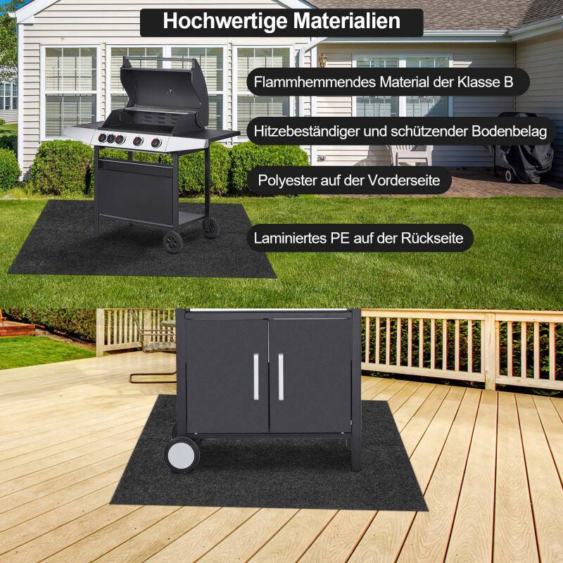 Grillteppich Fußmatte Bodenschutzmatte Outdoor Grillmatte BBQ Matte Feuerfeste Unterlage 75x120 cm