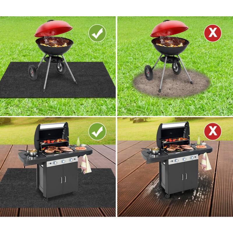 Grillteppich Bodenschutzmatte Grillteppich Outdoor Grau 75x120cm