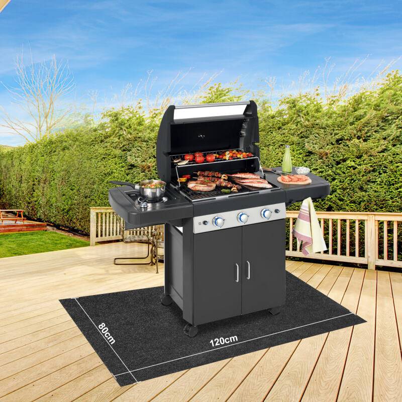 Grillteppich Bodenschutzmatte Feuerfeste Unterlage Grillunterlage Outdoor BBQ Matte Grillmatte 80x120 cm