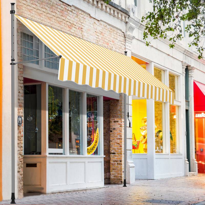 Markise Klemmmarkise Balkonmarkise ohne Bohren-höhenverstellbar Sonnenmarkise UV-beständig & wasserabweisend 400cm Weiß Gelb