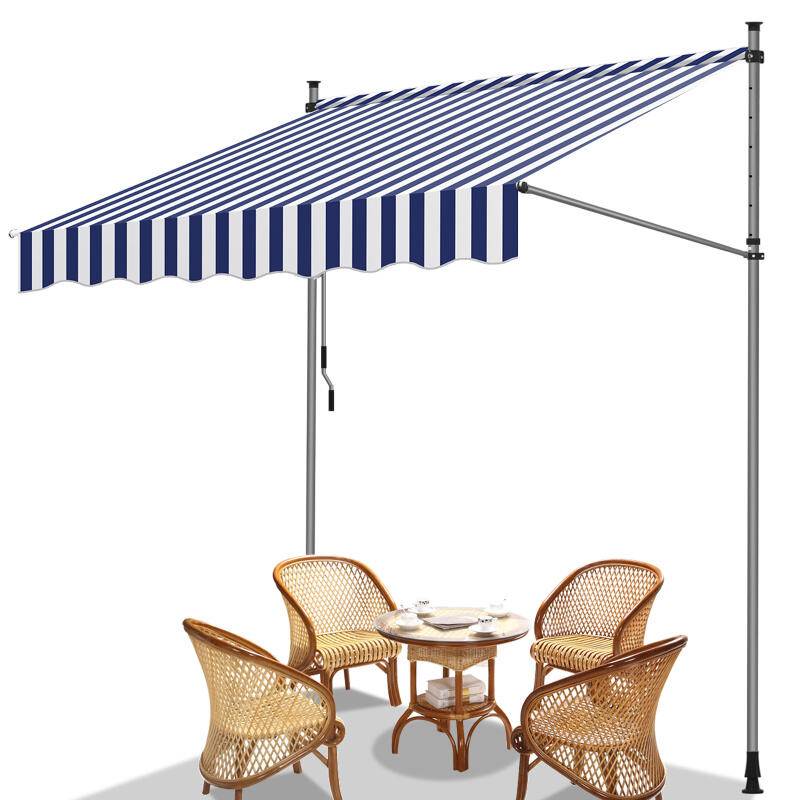 Markise Klemmmarkise Balkonmarkise ohne Bohren-höhenverstellbar Sonnenmarkise UV-beständig & wasserabweisend 300cm Weiß Blau