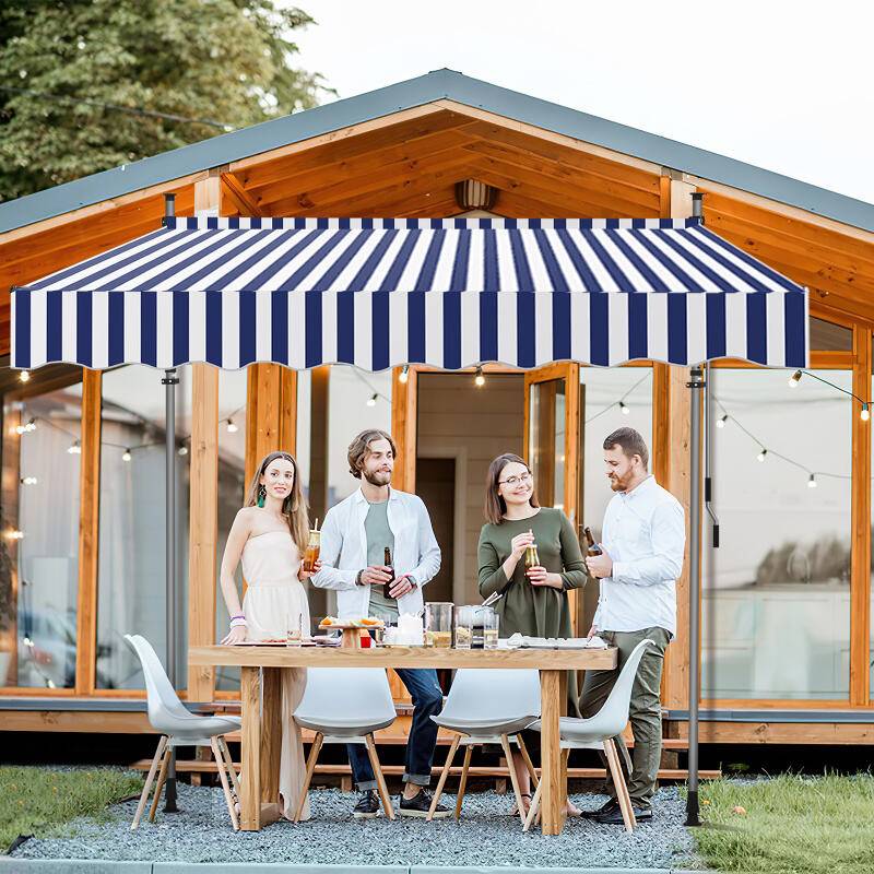 Markise Klemmmarkise Balkonmarkise ohne Bohren-höhenverstellbar Sonnenmarkise UV-beständig & wasserabweisend 250cm Weiß Blau