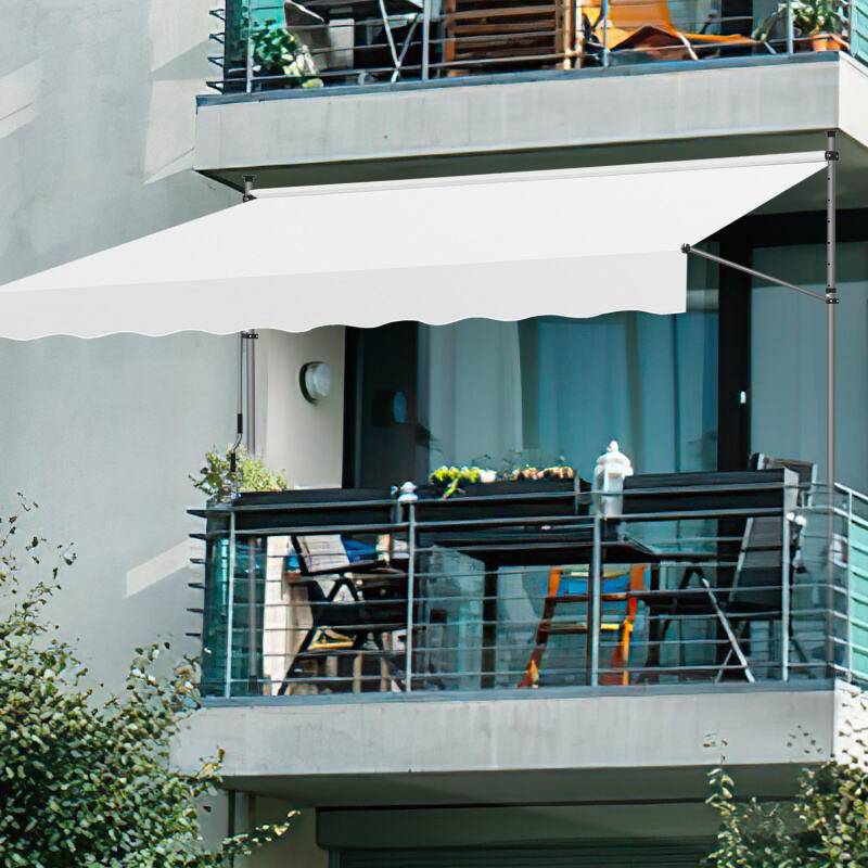 Markise Klemmmarkise Balkonmarkise ohne Bohren-höhenverstellbar Sonnenmarkise UV-beständig & wasserabweisend 400cm Creme