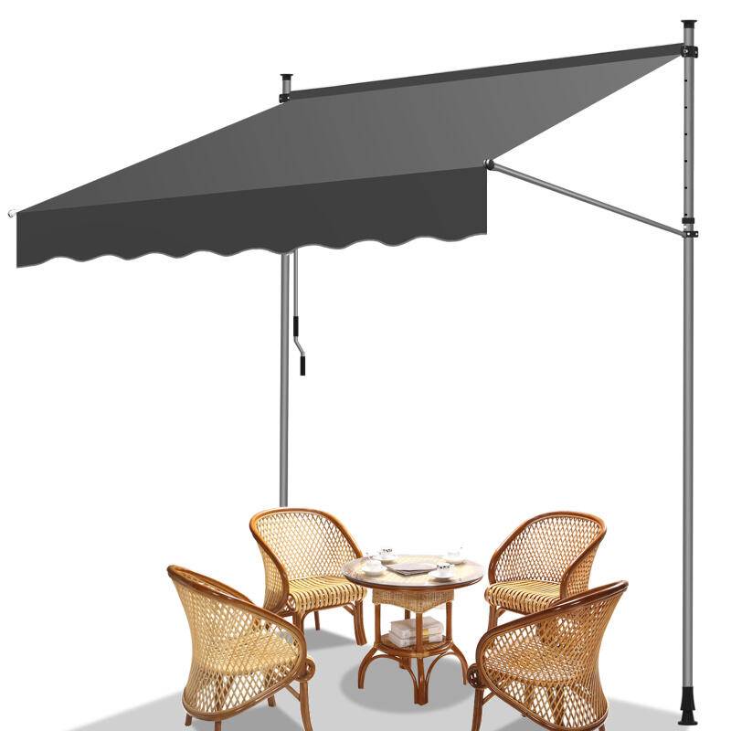 Markise Klemmmarkise Balkonmarkise ohne Bohren-höhenverstellbar Sonnenmarkise UV-beständig & wasserabweisend 200cm Grau