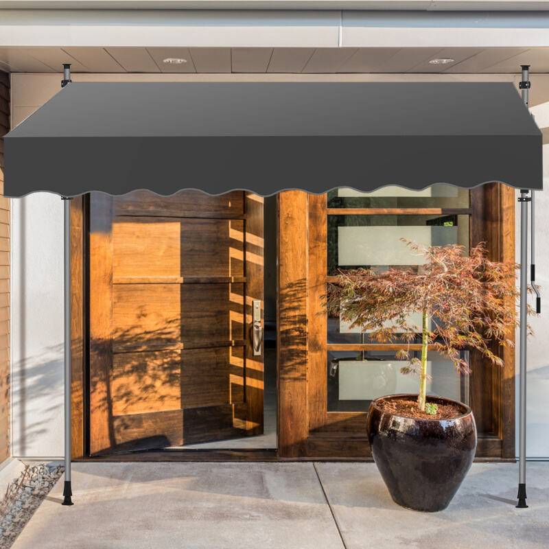 Markise Klemmmarkise Balkonmarkise ohne Bohren-höhenverstellbar Sonnenmarkise UV-beständig & wasserabweisend 400cm Grau