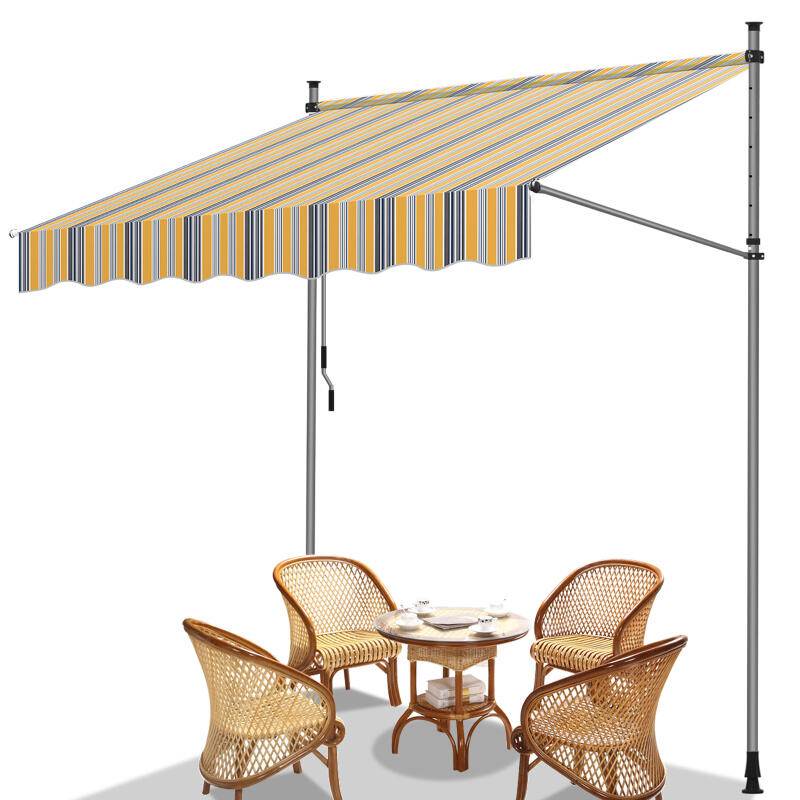 Markise Klemmmarkise Balkonmarkise ohne Bohren-höhenverstellbar Sonnenmarkise UV-beständig & wasserabweisend 200cm Gelb Blau