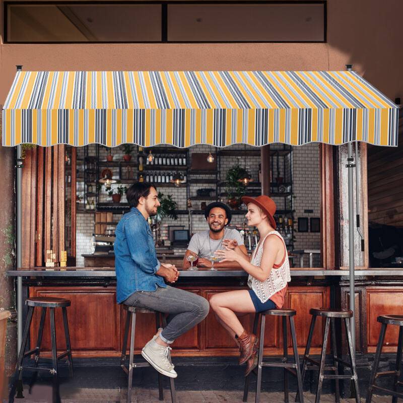 Markise Klemmmarkise Balkonmarkise ohne Bohren-höhenverstellbar Sonnenmarkise UV-beständig & wasserabweisend 200cm Gelb Blau