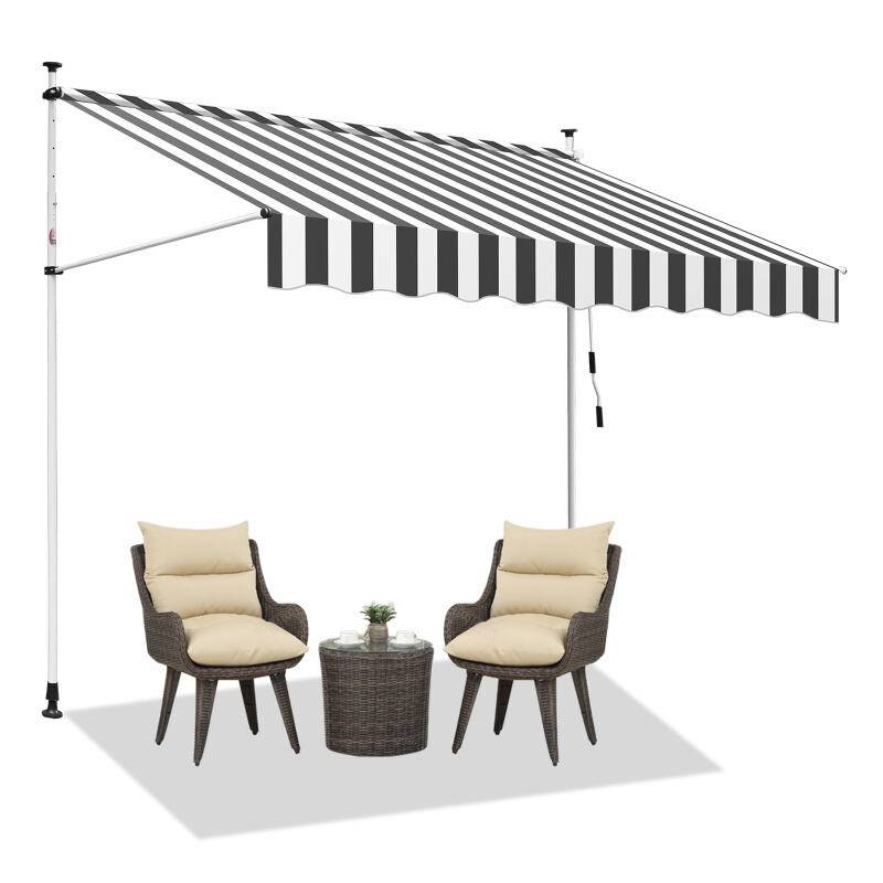 Klemmmarkise Markise ohne Bohren Höhenverstellbare Balkonmarkise Sonnenmarkise Balkon 300cm Weiß Grau