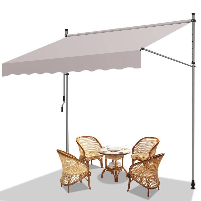Markise ohne Bohren Klemmmarkise Balkonmarkise für Terrasse Balkon 250cm Beige