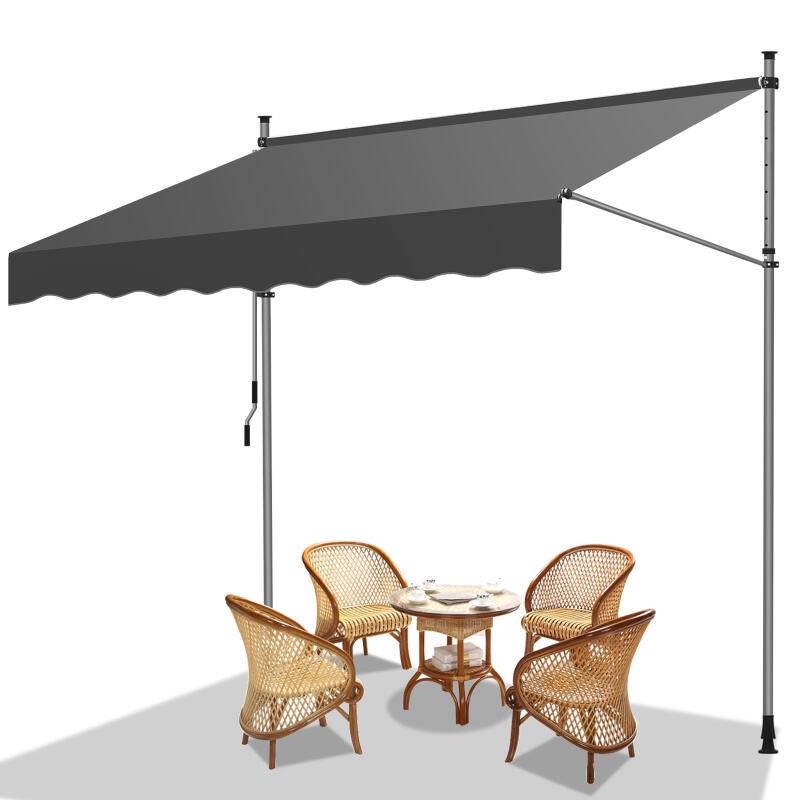 Markise ohne Bohren Klemmmarkise Balkonmarkise für Terrasse Balkon 250cm Grau