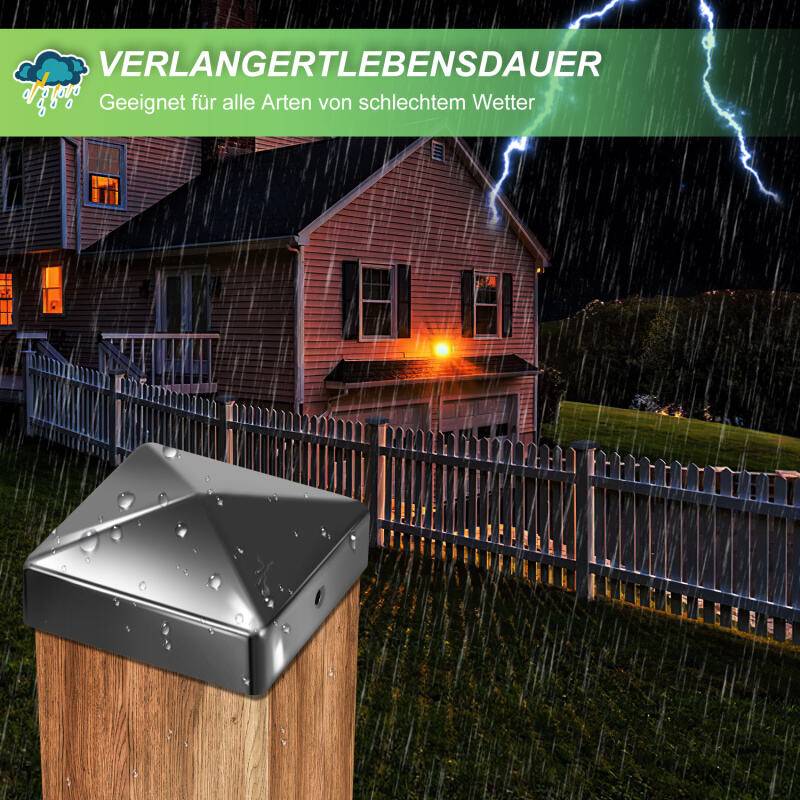 10x Pfostenkappe Pfostenkappe für Holzpfosten Pfostenkappe Pyramide Zaunpfahl Abdeckung Schwarz 71*71mm
