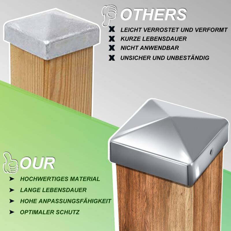 10x Pfostenkappe Pfostenkappe Pyramide Zaunkappe Zierkappe Pfahl für Holzpfosten Silber 91*91mm