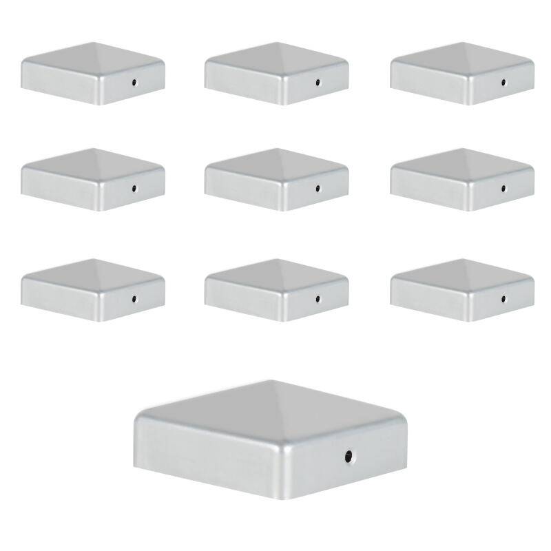 10x Pfostenkappe Pfostenkappe für Holzpfosten Pfostenkappe Pyramide Zaunpfahl Abdeckung Silber 91*91mm