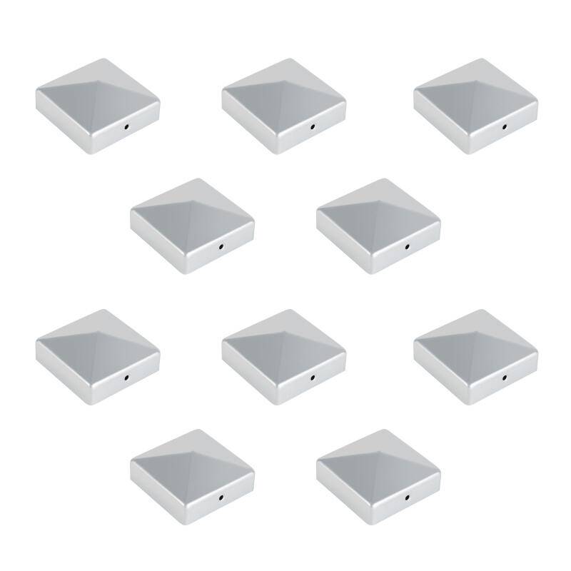 10x Pfostenkappe Pfostenkappe Pyramide Zaunkappe Zierkappe Pfahl für Holzpfosten Silber 71*71mm