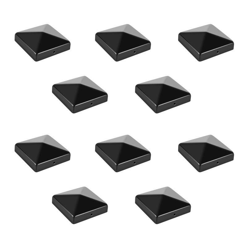 10x Pfostenkappe Pyramide Abdeckkappe für Pfosten 71x71mm Schwarz