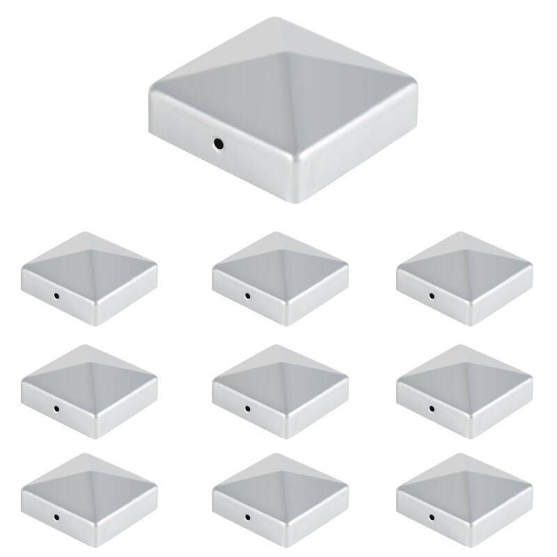 10x Pfostenkappe Zaunkappe Zierkappe Pfahl Zaunpfahl Abdeckung Schützende Umzäunung Silber 91*91mm