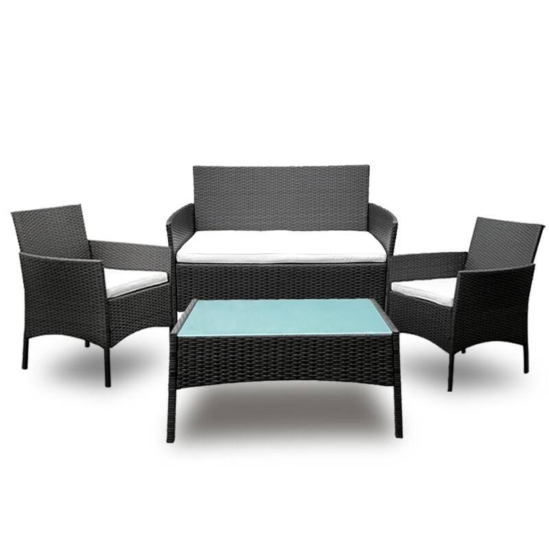 Sitzgruppe Polyrattan Garten Hocker Lounge Sessel Gartenlounge Lounge Set Polyrattan Ecksofa Gartenmöbel Schwarz