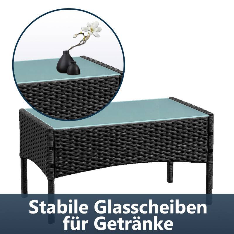 Sitzgruppe Polyrattan Garten Hocker Lounge Sessel Gartenlounge Lounge Set Polyrattan Ecksofa Gartenmöbel Schwarz