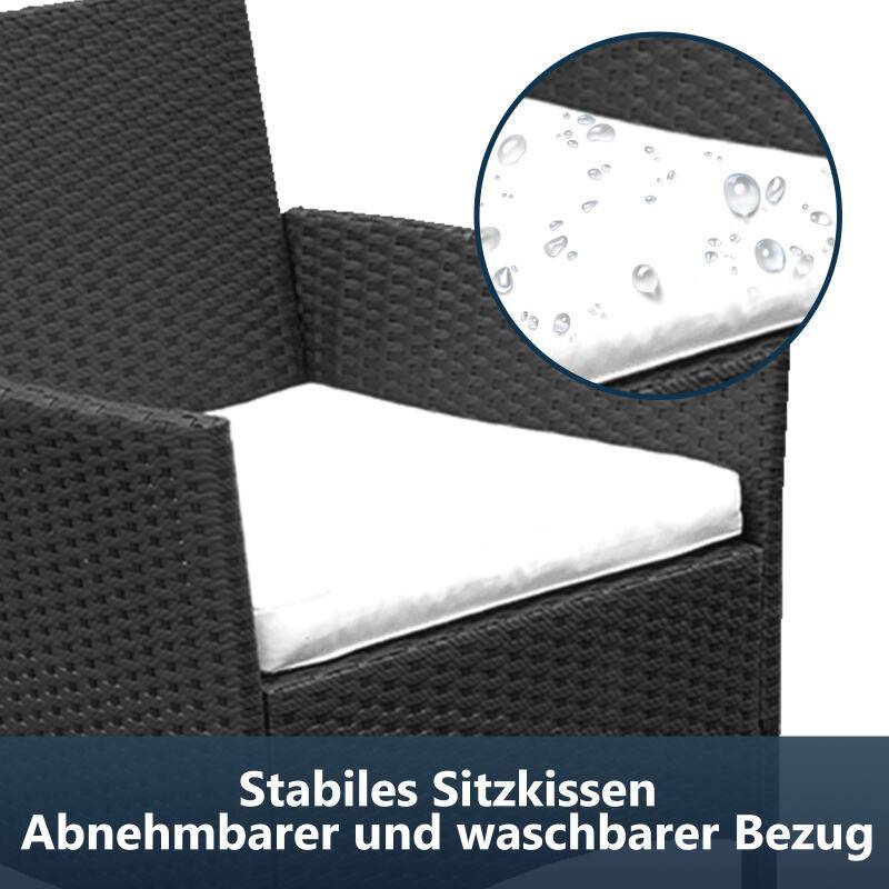 Sitzgruppe Polyrattan Garten Hocker Lounge Sessel Gartenlounge Lounge Set Polyrattan Ecksofa Gartenmöbel Schwarz