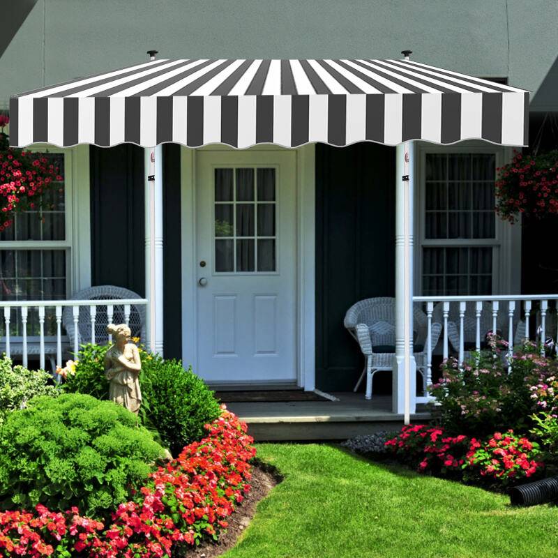 Markise Handkurbel Klemmmarkise Sonnenschutz Fenstermarkise Sonnenmarkise Einziehbare Wasserabweisend Markisen Weiß und Grau 4M