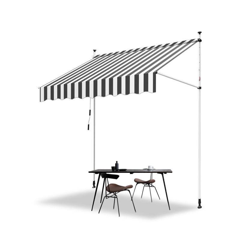 Markise Handkurbel Klemmmarkise Sonnenschutz Fenstermarkise Sonnenmarkise Einziehbare Wasserabweisend Markisen Weiß und Grau 2M