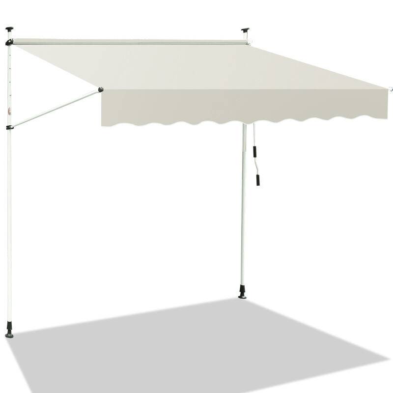 Klemmmarkise Markise ohne Bohren Höhenverstellbare Balkonmarkise Sonnenmarkise Balkon 400cm Creme