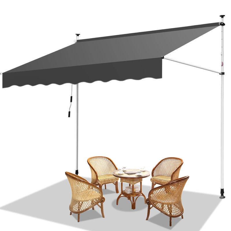 Klemmmarkise Markise ohne Bohren Höhenverstellbare Balkonmarkise Sonnenmarkise Balkon 250cm Grau