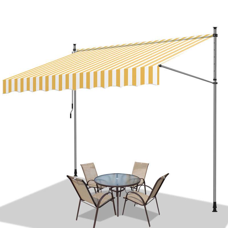 Markise ohne Bohren Klemmmarkise Balkonmarkise für Terrasse Balkon 300cm Weiß Gelb