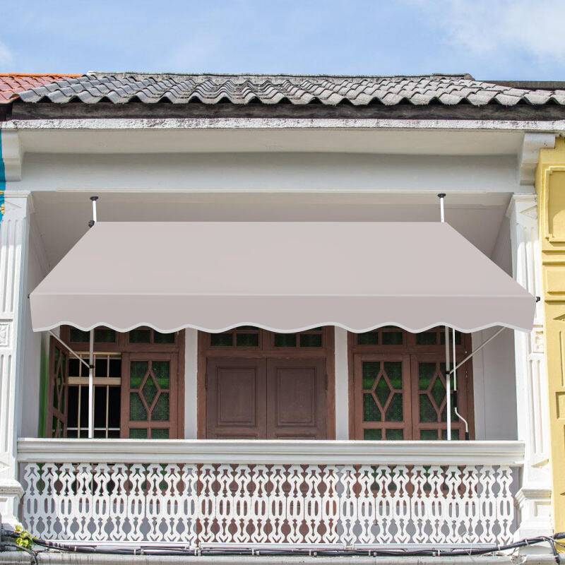 Markise Handkurbel Klemmmarkise Sonnenschutz Fenstermarkise Sonnenmarkise Einziehbare Wasserabweisend Markisen Beige 3M