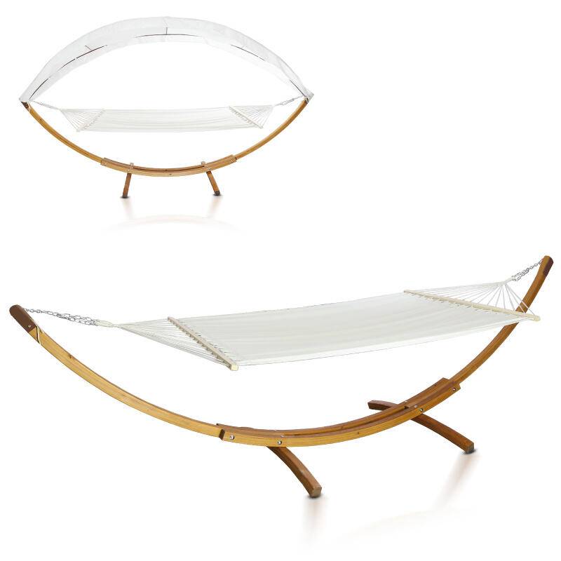 Hängematte mit Gestell mobil Hängematten Camping Gartenmöbel Gartenliege Hängematten Lärchenholz Braun 415cm