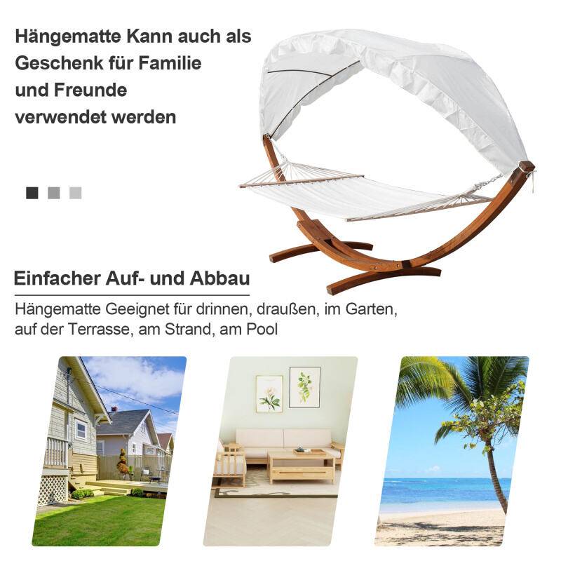 Hängematte mit Gestell mobil Hängematten Camping Gartenmöbel Gartenliege Hängematten Lärchenholz Braun 415cm