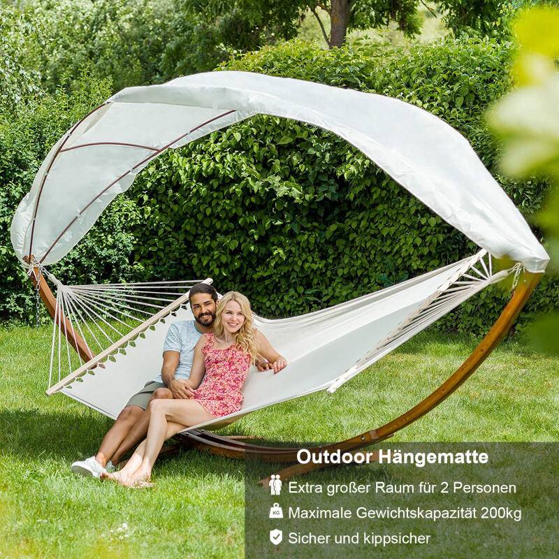 Hängematte mit Gestell mobil Hängematten Camping Gartenmöbel Gartenliege Hängematten Lärchenholz Braun 415cm