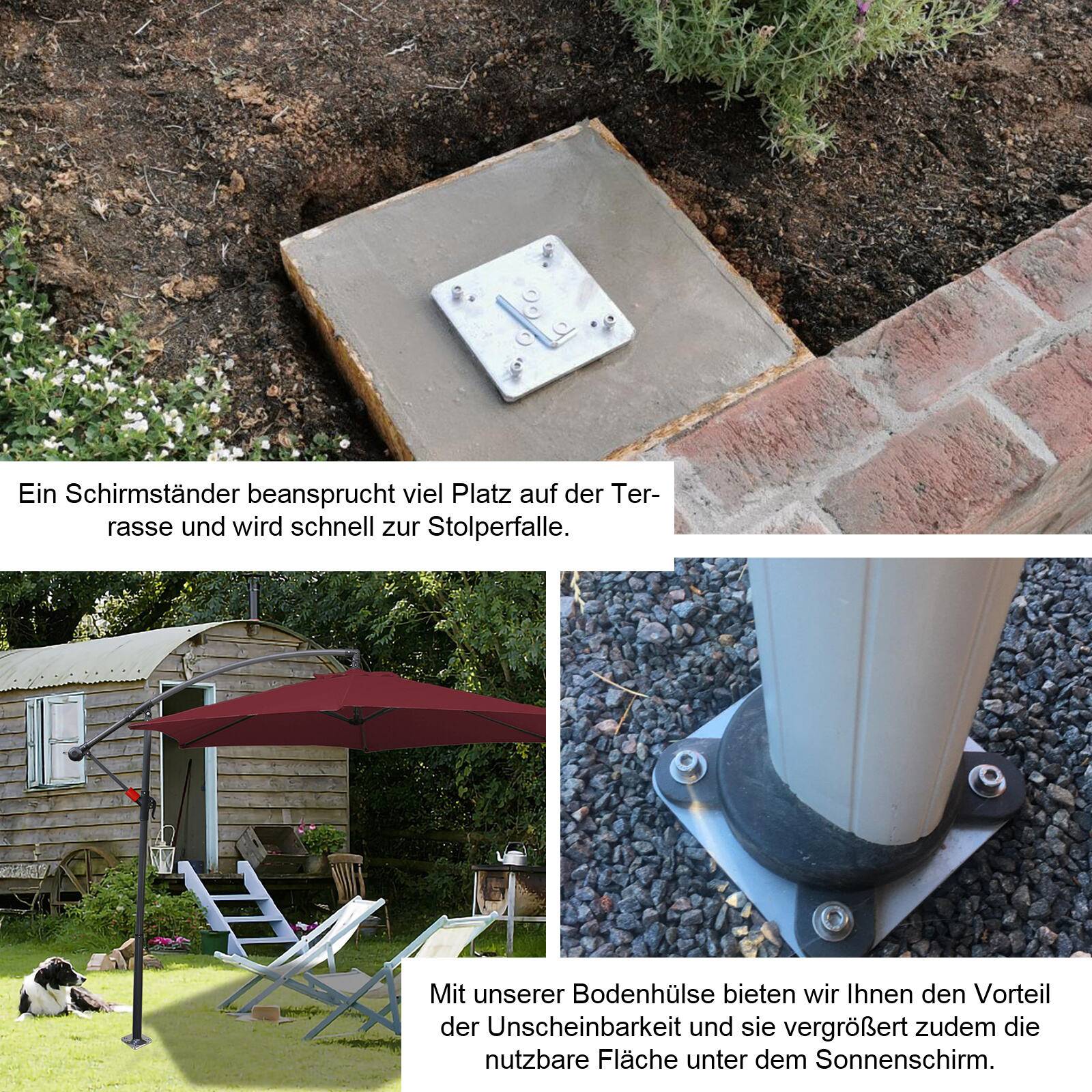 Bodenanker, Sonnenschirmständer Befüllbar, für Sonnenschirm - Ampelschirm - Kurbelschirm