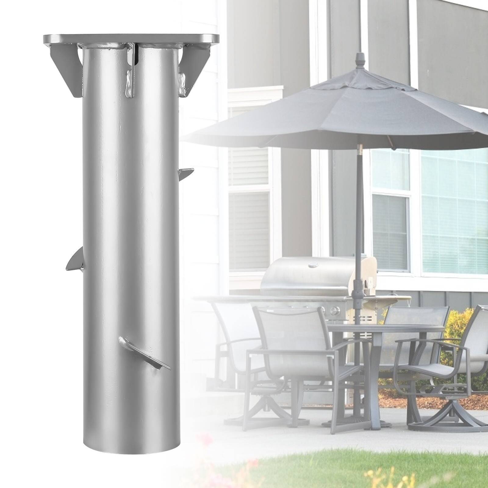 Balkon Schirmständer Schirmhalter Sonnenschirmständer Universal Sonnenschirm Metall Silber