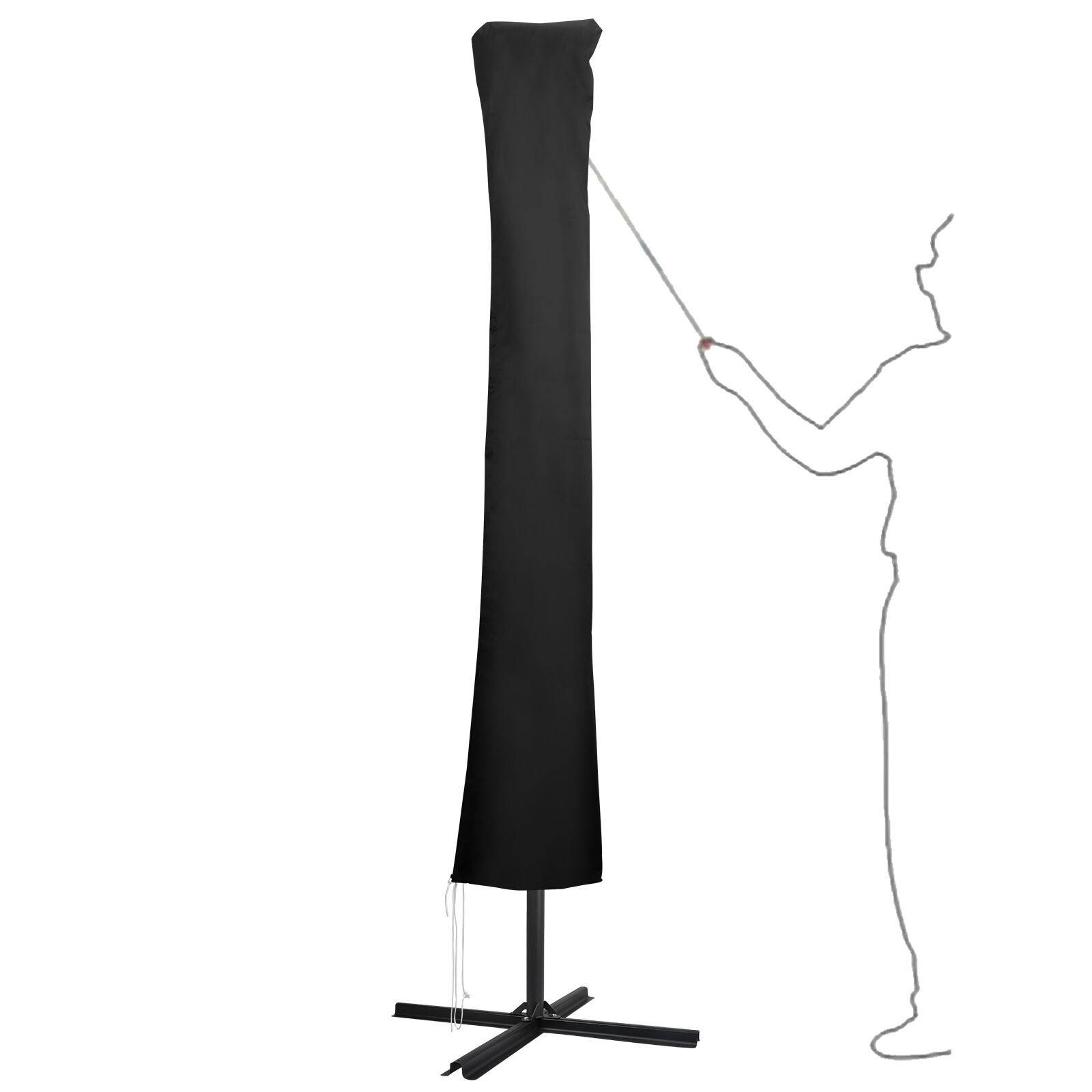 Ampelschirm Sonnenschirm Schutzhülle Abdeckhaube Abdeckung für 1-3M Sonnenschirm, Farbe: Schwarz, Größe: 1.9M