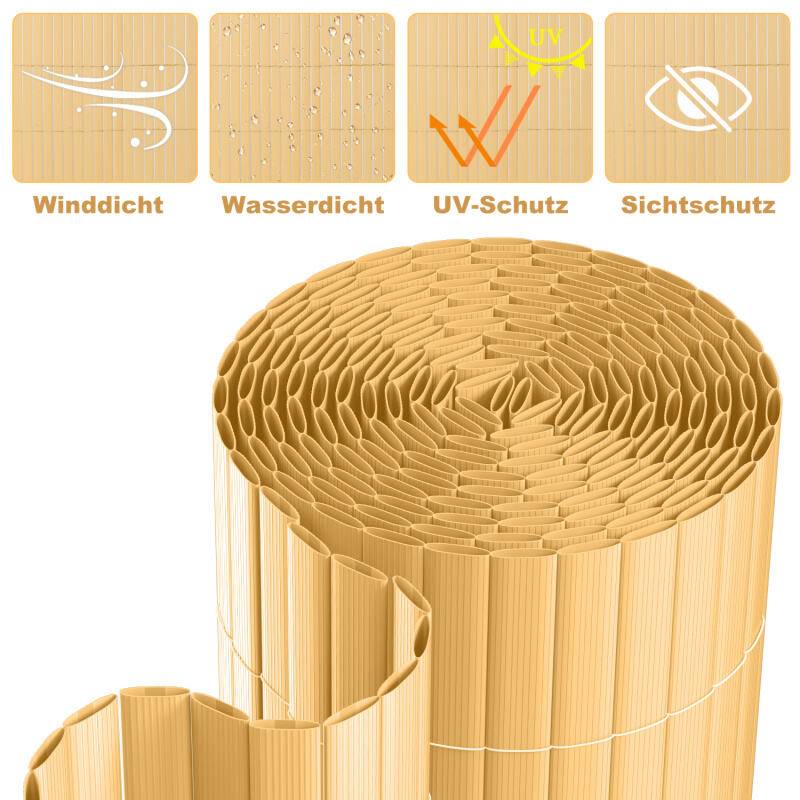 PVC Sichtschutzmatte Sichtschutzzaun UV-Schutz Balkon Terrasse Windschutz Sichtschutz Outdoor Balkonverkleidung Wetterfest für Balkon Garten Markise