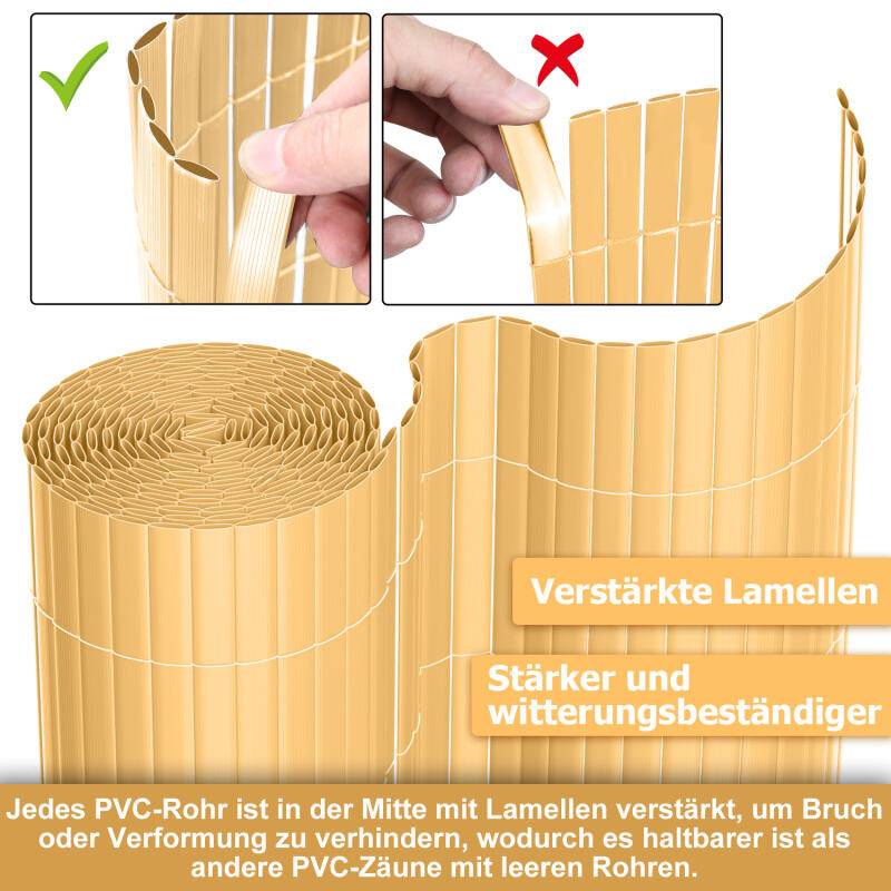 PVC Sichtschutzmatte Sichtschutzzaun UV-Schutz Balkon Terrasse Windschutz Sichtschutz Outdoor Balkonverkleidung Wetterfest für Balkon Garten Markise