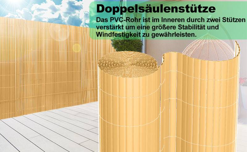 PVC Sichtschutzmatte Sichtschutzzaun Balkon Terrasse Windschutz Sichtschutz Outdoor Balkonverkleidung Wetterfest UV-Schutz für Balkon Garten Markise